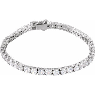 Sterling Silver  Imitation White Cubic Zirconia Line 7"  Bracelet