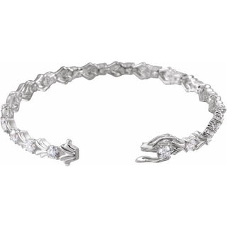 Sterling Silver  Imitation White Cubic Zirconia Line 7 1/2" Bracelet