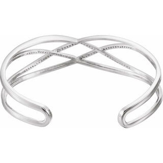 14K White 3/4 CTW Natural Diamond Criss-Cross Cuff 7" Bracelet 