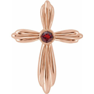 14K Rose Natural Mozambique Garnet Cross Pendant   
