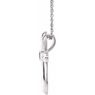 Sterling Silver Natural Amethyst Cross 16-18" Necklace