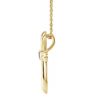 14K Yellow Natural Amethyst Cross 16-18" Necklace