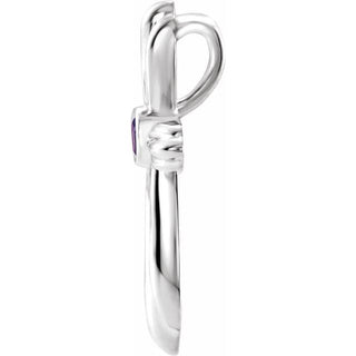 14K White Natural Amethyst Cross Pendant     