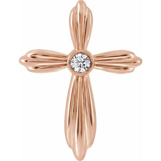 14K Rose .06 CTW Natural Diamond Cross Pendant         
