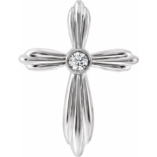 14K White .06 CTW Natural Diamond Cross Pendant         