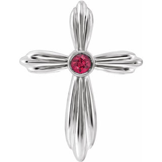 Platinum Lab-Grown Ruby Cross Pendant