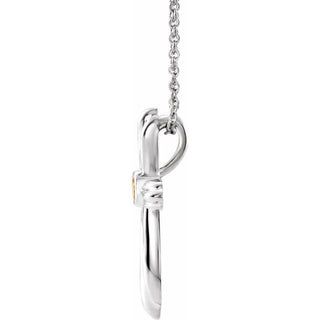 Sterling Silver Natural Citrine Cross 16-18" Necklace