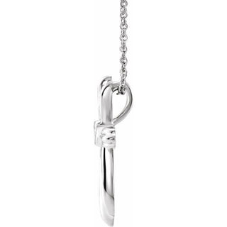 14K White .06 CTW Natural Diamond Cross 16-18" Necklace         