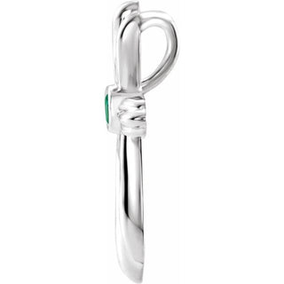 Sterling Silver Lab-Grown Emerald Cross Pendant