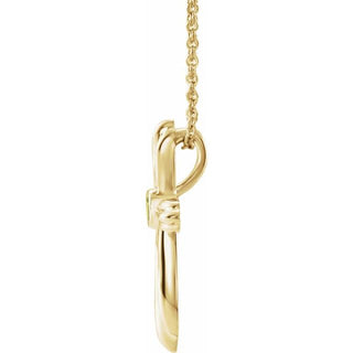 14K Yellow Natural Peridot Cross 16-18" Necklace