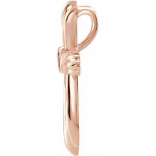 14K Rose Natural Ruby Cross Pendant           