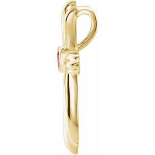 14K Yellow Natural Ruby Cross Pendant           