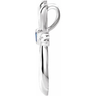 Sterling Silver Natural Blue Sapphire Cross Pendant            
