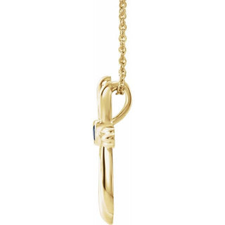 14K Yellow Lab-Grown Sapphire Cross 16-18" Necklace