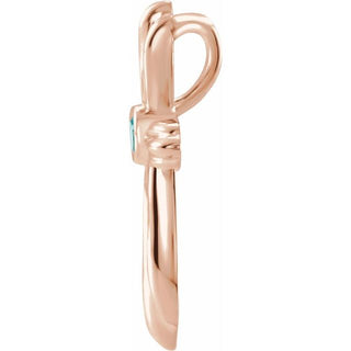 14K Rose Natural Blue Zircon Cross Pendant     