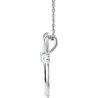 Platinum Natural Blue Zircon Cross 16-18" Necklace