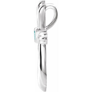 14K White Natural Blue Zircon Cross Pendant     