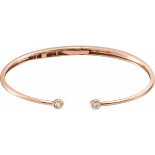 14K Rose 1/6 CTW Natural Diamond Hinged Cuff 7" Bracelet