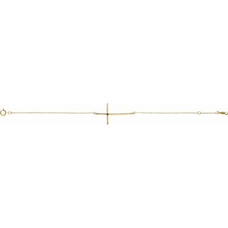 14K Yellow Natural Amethyst Sideways Cross 7-8" Bracelet