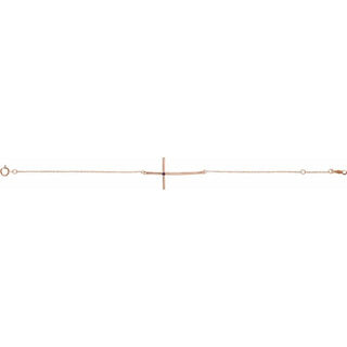 14K Rose Natural Amethyst Sideways Cross 7-8" Bracelet