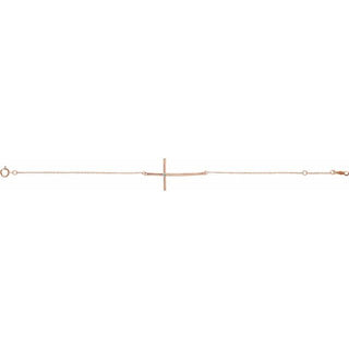 14K Rose Natural Aquamarine Sideways Cross 7-8" Bracelet