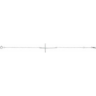 Sterling Silver Natural Aquamarine Sideways Cross 7-8" Bracelet