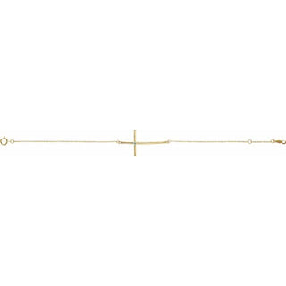 14K Yellow Natural Aquamarine Sideways Cross 7-8" Bracelet