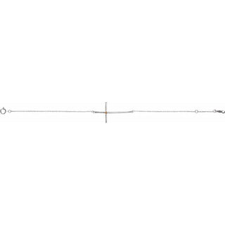 Sterling Silver Natural Citrine Sideways Cross 7-8" Bracelet