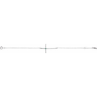 Sterling Silver Imitation Emerald Sideways Cross 7-8" Bracelet