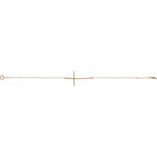 14K Rose Natural Peridot Sideways Cross 7-8" Bracelet