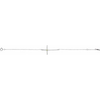 14K White Natural Peridot Sideways Cross 7-8" Bracelet