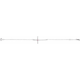 14K White Natural Pink Tourmaline Sideways Cross 7-8" Bracelet