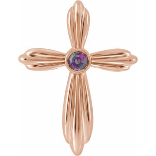 14K Rose Natural Alexandrite Cross Pendant    