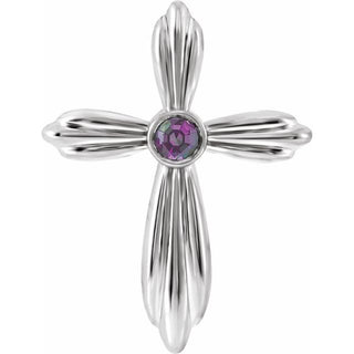 Sterling Silver Lab-Grown Alexandrite Cross Pendant