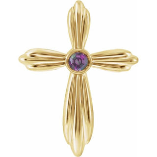 14K Yellow Natural Alexandrite Cross Pendant    