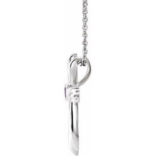 Sterling Silver Lab-Grown Alexandrite Cross 16-18" Necklace
