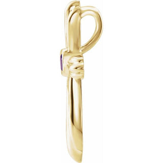14K Yellow Lab-Grown Alexandrite Cross Pendant