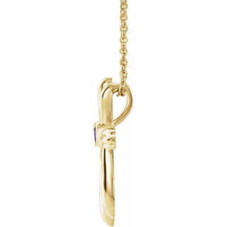 14K Yellow Natural Alexandrite Cross 16-18" Necklace