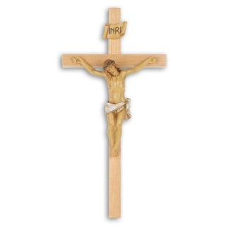 13" Oak Cross With Resin Pellegrini Corpus