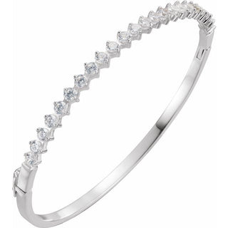 Sterling Silver  Imitation White Cubic Zirconia Bangle 7" Bracelet