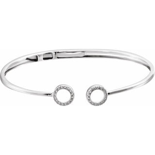 14K White 1/6 CTW Natural Diamond Circle Hinged Cuff 7" Bracelet