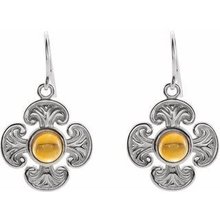 Sterling Silver Natural Citrine Maltese Cross Earrings