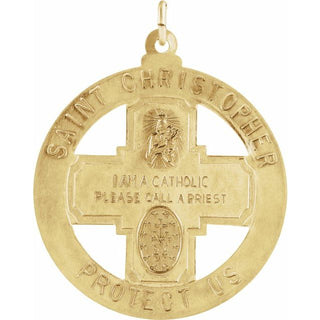 14K Yellow 33 mm St. Christopher Four-Way Air, Land & Sea Medal