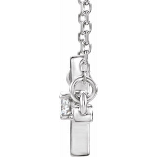 Sterling Silver .06 CTW Natural Diamond Sideways Cross 16-18" Necklace