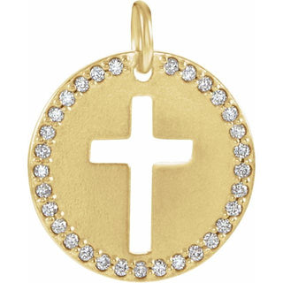 14K Yellow .08 CTW Natural Diamond Pierced Cross Pendant 