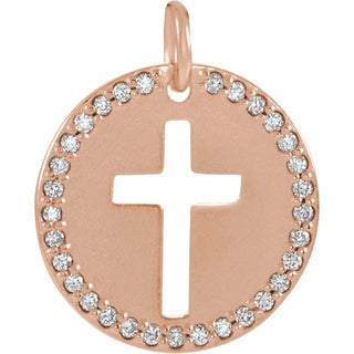 14K Rose .08 CTW Natural Diamond Pierced Cross Pendant 