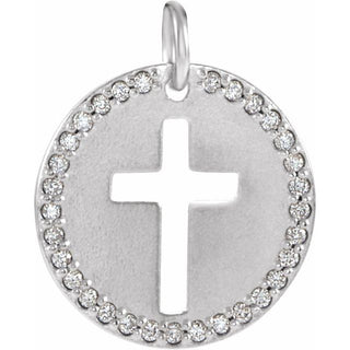 Sterling Silver .08 CTW Natural Diamond Pierced Cross Pendant 