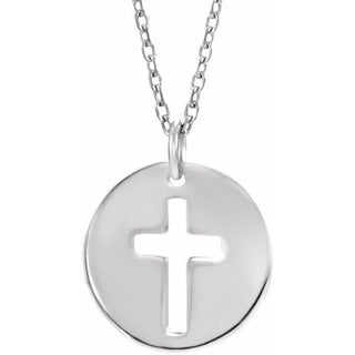 Sterling Silver .07 CTW Natural Diamond Pierced Cross 18" Necklace