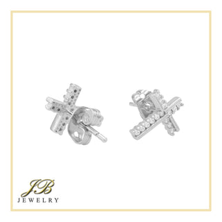 Cross 14K Gold Filled Silver Earrings Cubic Zirconia Hip Hop Studs Jewelry Women Men