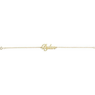 10K Yellow Script Nameplate 7" Bracelet    